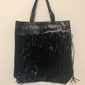 Victoria's Secret Large Black Tote w/ Fringe Bag